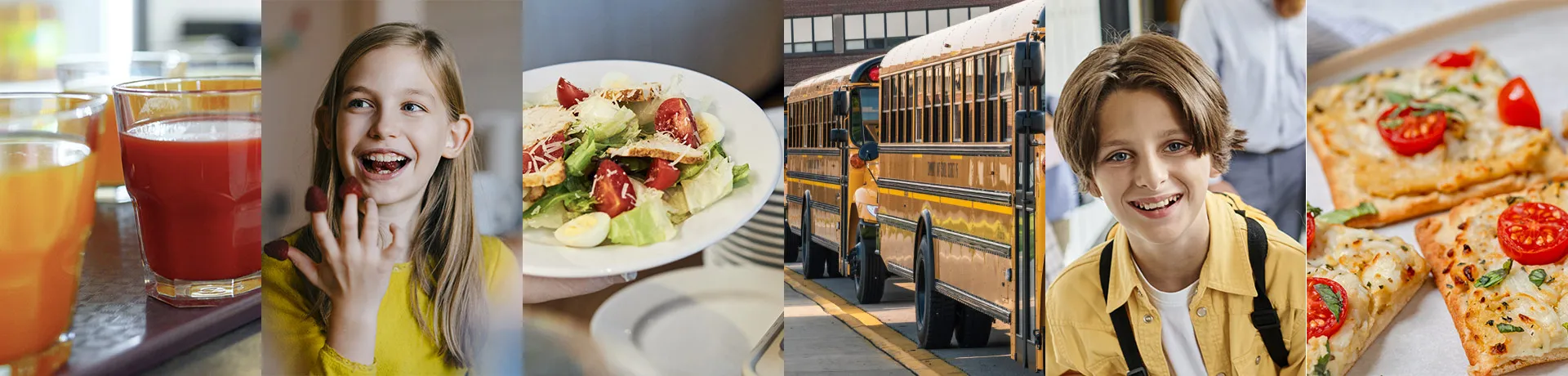 gallery of images showing food, schools, and student life