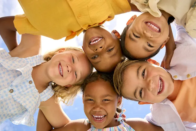 smiling girls in circle